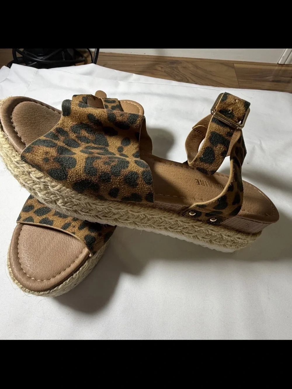 Leopard Print Bow Espadrille Sandals - Women